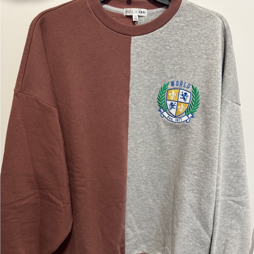 Buckle Two-Tone Sweatshirt - Brown and Gray